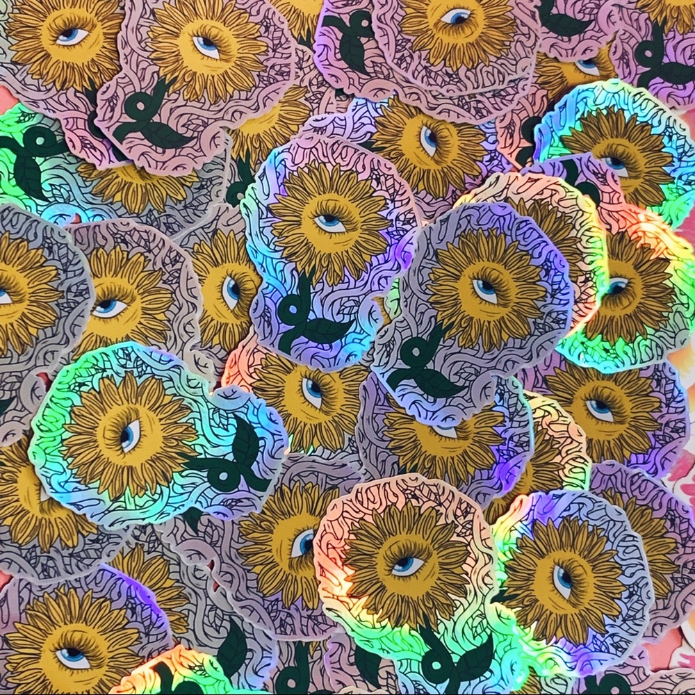 Holographic Sunflower Goddess Sticker